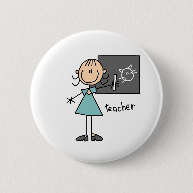 Badge Rond 5 Cm Chiffre de bâton de professeur (Devant)