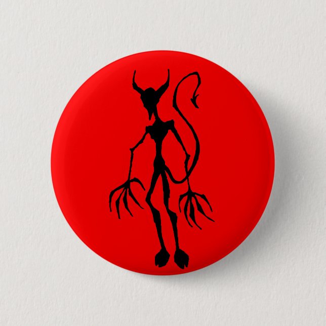 Badge Rond 5 Cm Chiffre déplaisant de bâton de diable (Devant)