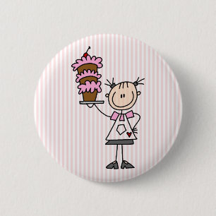 Badge Rond 5 Cm Chiffre femelle Baker de bâton