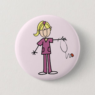 Badge Rond 5 Cm Chiffre femelle blond T-shirts de bâton