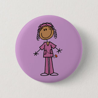 Badge Rond 5 Cm Chiffre infirmière de bâton d'Afro-américain