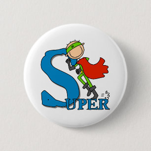 Badge Rond 5 Cm Chiffre superbe héros de bâton