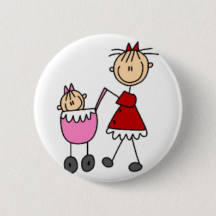 Badge Rond 5 Cm Chiffres bouton de bâton de maman et de bébé