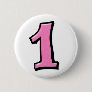 Badge Rond 5 Cm Chiffres stupides 1 bouton rose