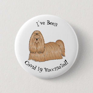 Badge Rond 5 Cm Chih tzu long cheveux dessin de chien