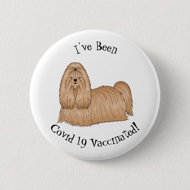 Badge Rond 5 Cm Chih tzu long cheveux dessin de chien (Devant)