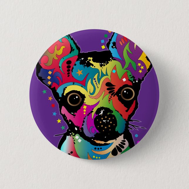 Badge Rond 5 Cm Chihuahua Art (Devant)
