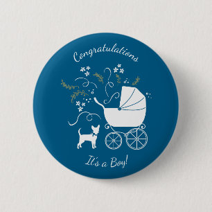 Badge Rond 5 Cm Chihuahua Baby shower Blue Boy Chig