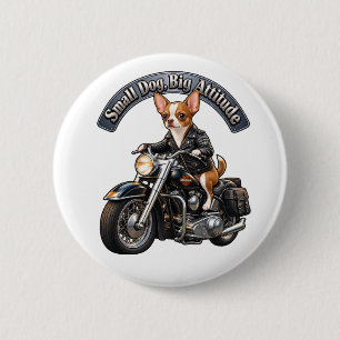 Badge Rond 5 Cm Chihuahua Biker Cool sur Moto Bouton Rond Pi