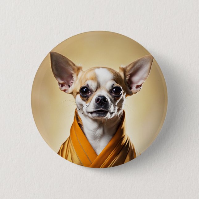 Badge Rond 5 Cm Chihuahua bouddhiste (Devant)