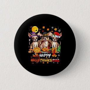 Badge Rond 5 Cm Chihuahua Chien Joyeux Halloween Thanksgiving Joye