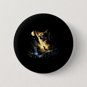 Badge Rond 5 Cm Chihuahua Hurle À La Lune Vintage Drôle De Chihua