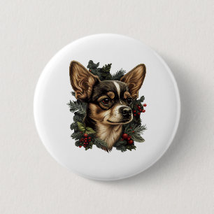 Badge Rond 5 Cm Chihuahua Joyeux Noël Joyeux Noël Joyeux sapin mig