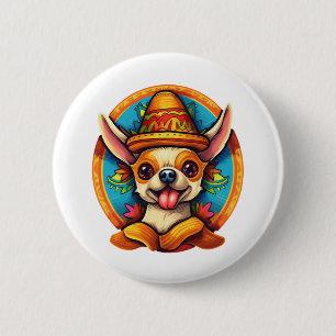 Badge Rond 5 Cm Chihuahua Mexique Cinco de Mayo Funny Chien