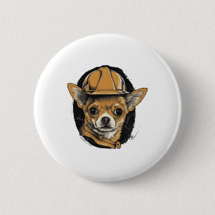Badge Rond 5 Cm Chihuahua Ouvrier de construction