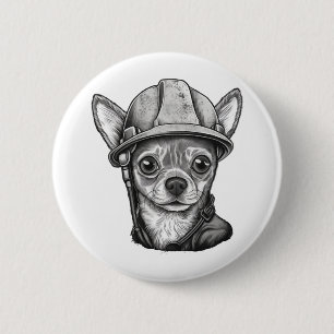 Badge Rond 5 Cm Chihuahua Ouvrier de construction