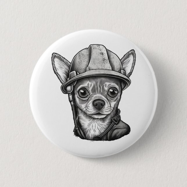 Badge Rond 5 Cm Chihuahua Ouvrier de construction (Devant)