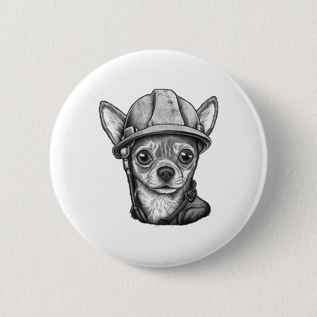 Badge Rond 5 Cm Chihuahua Ouvrier de construction (Devant)