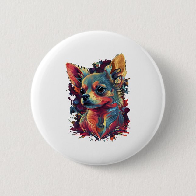 Badge Rond 5 Cm Chihuahua peinture Abstraite couleur mignonne chie (Devant)