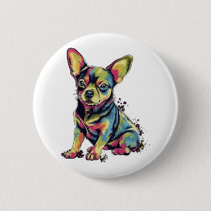 Badge Rond 5 Cm Chihuahua peinture Abstraite couleur mignonne chie