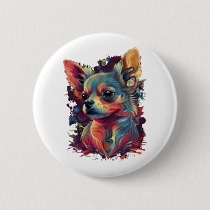 Badge Rond 5 Cm Chihuahua peinture Abstraite couleur mignonne chie