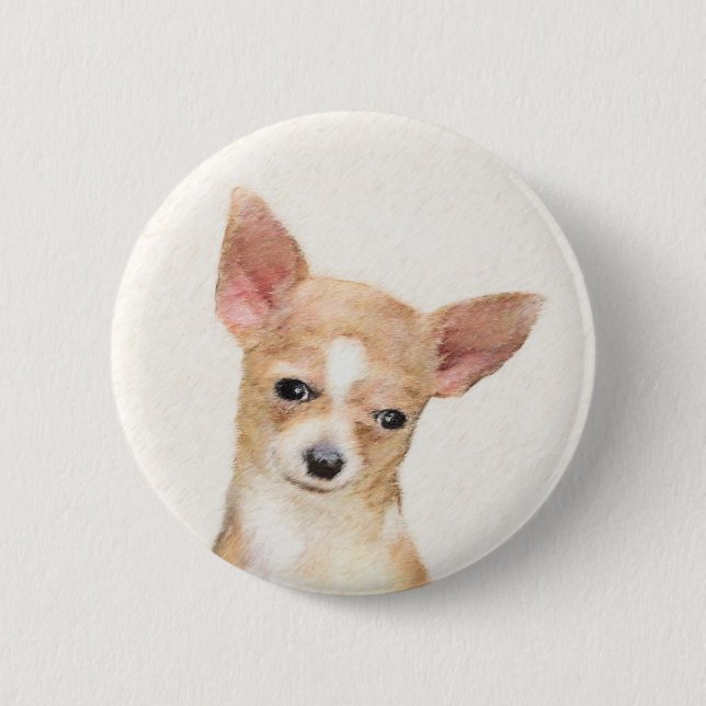 Badge Rond 5 Cm Chihuahua Peinture - Cute Original Chien Art (Devant)