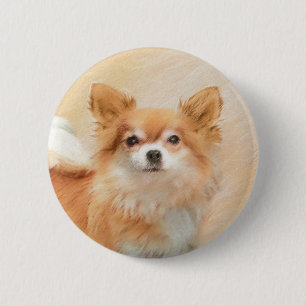 Badge Rond 5 Cm Chihuahua Peinture de Chien à long Haired Art orig