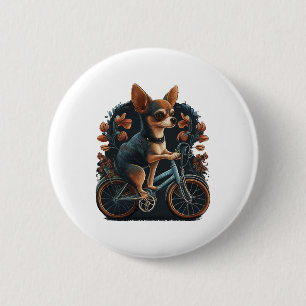 Badge Rond 5 Cm Chihuahua Vélo Chien Chien Cyclisme
