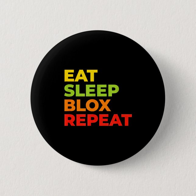 Badge Rond 5 Cm Child Eat Sleep Blox Repeat - Kids Gaming Slogan F (Devant)