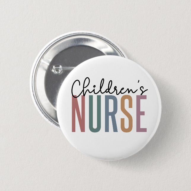 Badge Rond 5 Cm Children's Nurse | Retro Children's Nursing Button (Devant & derrière)