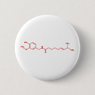 Badge Rond 5 Cm Chili Capsaicin Formule chimique moléculaire