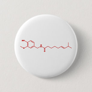 Badge Rond 5 Cm Chili Capsaicin Molecular Chemical Formula