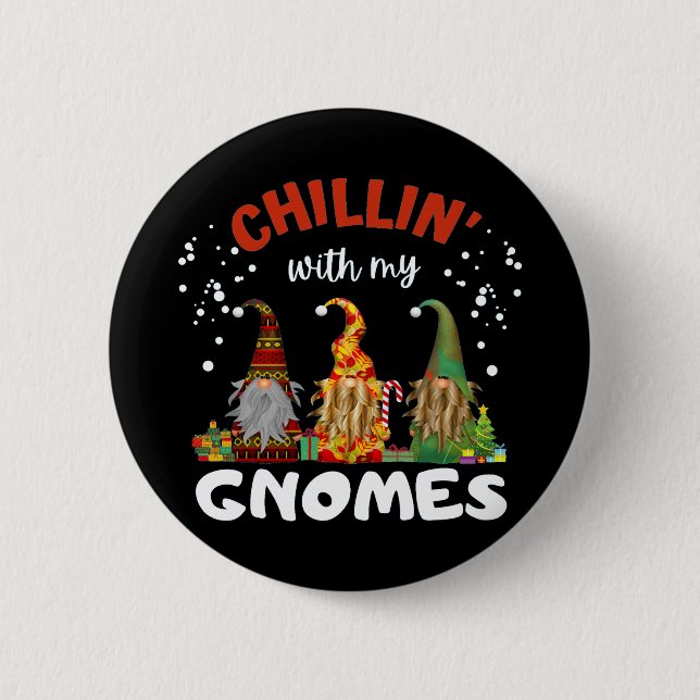 Badge Rond 5 Cm Chillin Avec Mes Gnomes Noël (Devant)