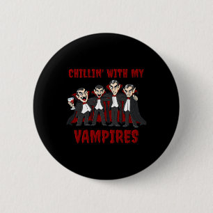 Badge Rond 5 Cm Chillin Avec Mes Vampires Halloween Garçons Filles