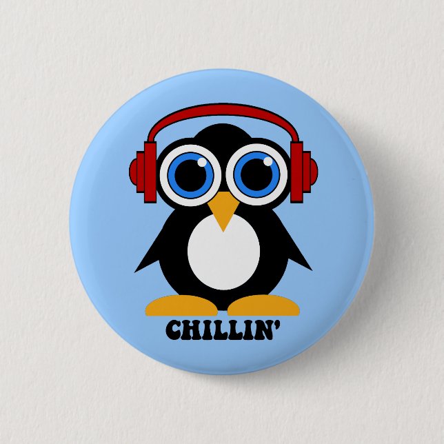Badge Rond 5 Cm chillin de pingouin (Devant)