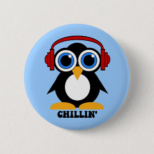 Badge Rond 5 Cm chillin de pingouin