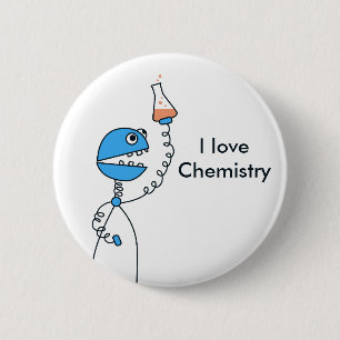 Badge Rond 5 Cm Chimie drôle d'amour de robot de bande dessinée 