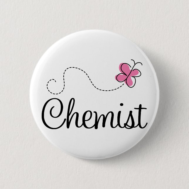 Badge Rond 5 Cm Chimiste rose mignon de papillon (Devant)