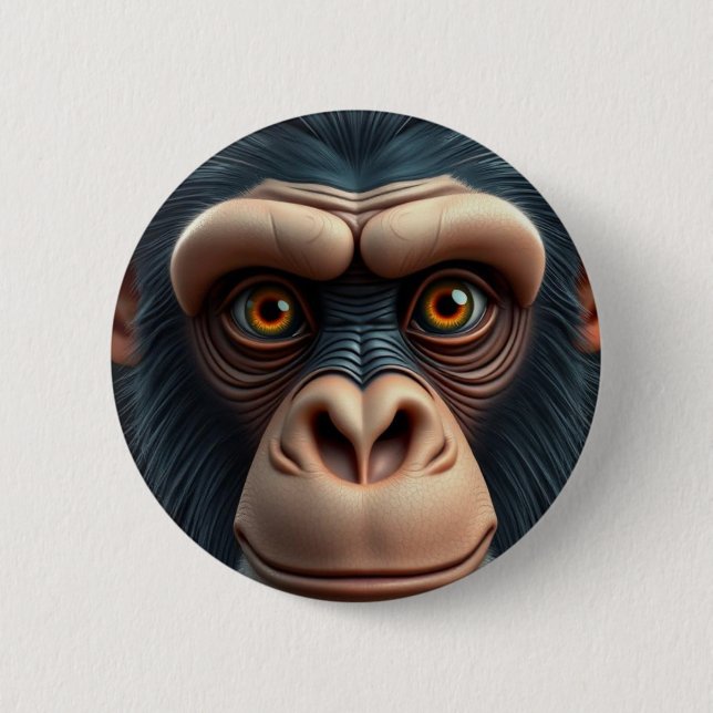 Badge Rond 5 Cm Chimpanzé fou mignon (Devant)