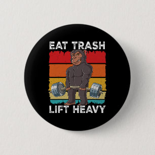Badge Rond 5 Cm Chimpanzé Gym Entraînement Poids Manger Trash Lift
