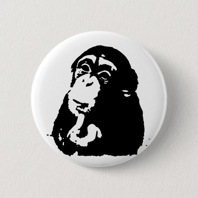 Badge Rond 5 Cm Chimpanzé Pop Art Thinking (Devant)