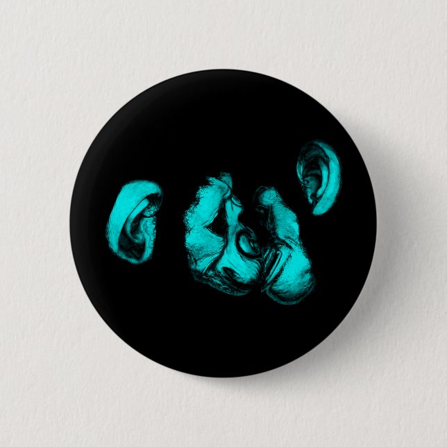 Badge Rond 5 Cm chimpanzés baisants : néon turquoise (Devant)