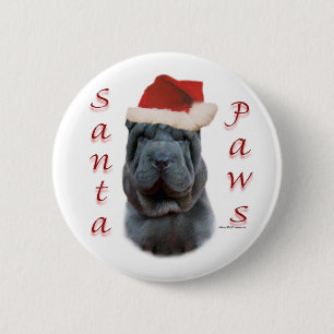 Badge Rond 5 Cm Chine Shar-Pei Père Noël Paws