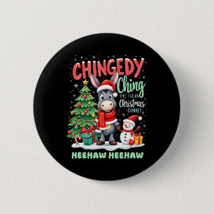 Badge Rond 5 Cm Chingedy Ching L'Donkey De Noël Italien Heehaw