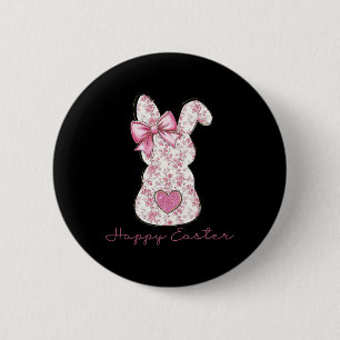 Badge Rond 5 Cm Chinoiserie de Pâques Lapin Floral Avec Jolie Bow