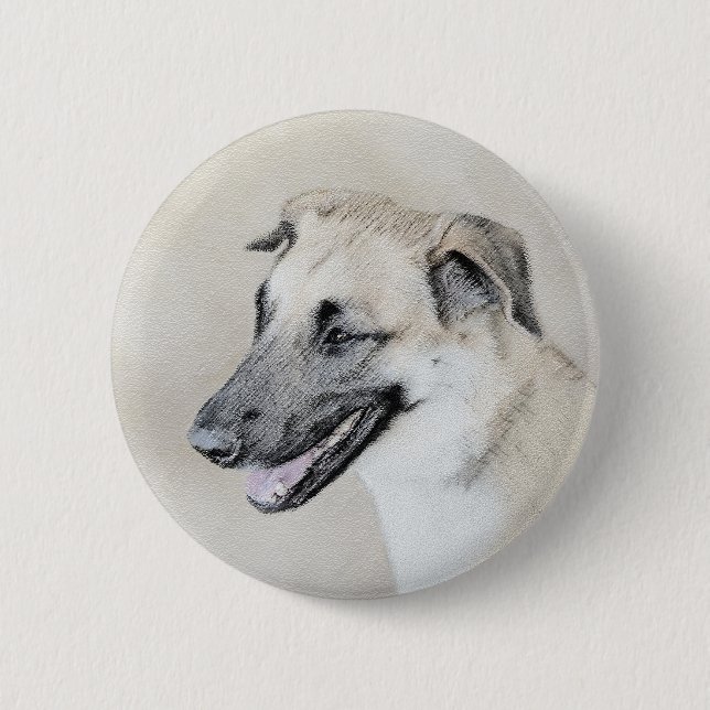 Badge Rond 5 Cm Chinook (oreilles d'hélicoptère) Peinture - Chien  (Devant)