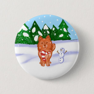 Badge Rond 5 Cm Chiot à neige