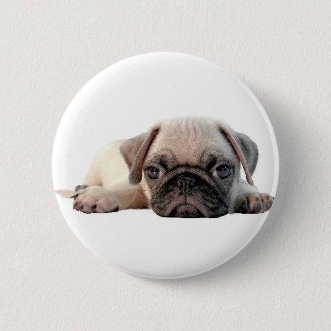 Badge Rond 5 Cm chiot adorable de carlin (Devant)