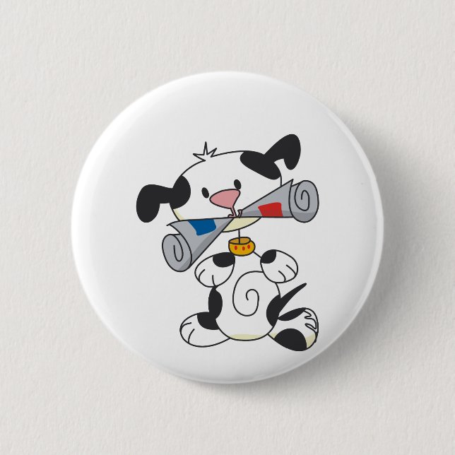 Badge Rond 5 Cm Chiot avec le T-shirts et les cadeaux de journal (Devant)