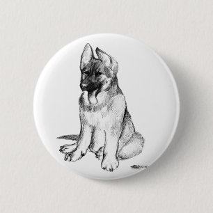 Badge Rond 5 Cm Chiot berger allemand